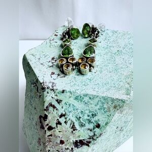 Silpada VERY RARE 🦄 Sterling Citrine Peridot Gemstone Drop Earrings on Post